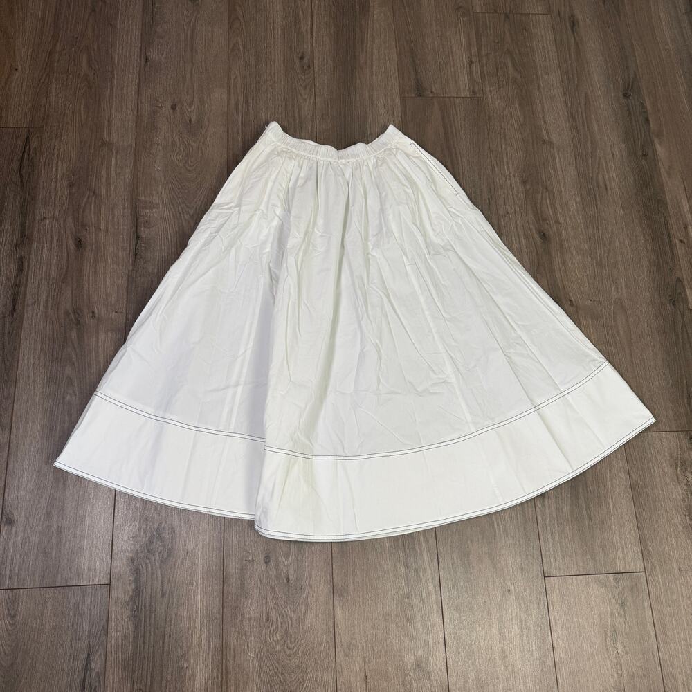 J. CREW contrast stitch midi skirt cotton poplin - size 4 - Picture 6 of 8